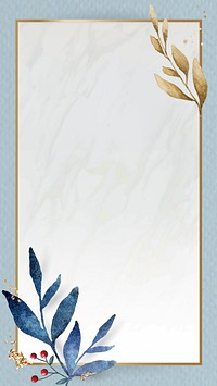 Christmas golden rectangle frame on blue paper background mobile phone wallpaper vector