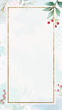 Christmas golden rectangle frame on blue background mobile phone wallpaper vector