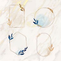 Christmas gold frames on beige marble background collection vector