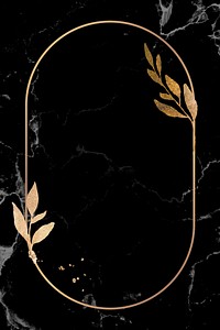 Christmas golden oval frame on black marble background vector