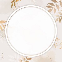 Christmas golden round frame on beige paper background vector