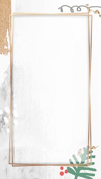 Decorative Christmas rectangle gold frame mobile phone wallpaper vector
