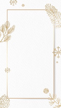 Shimmery botanical gold frame mobile phone wallpaper vector