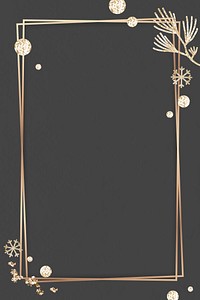 Shimmery botanical gold frame on black background vector