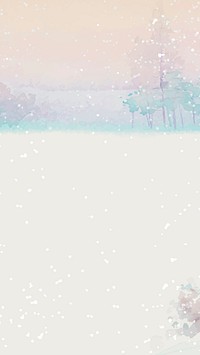 Watercolor snowy winter landscape vector mobile phone wallpaper vector