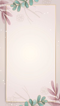 Rectangle leafy frame mobile wallpaper vector