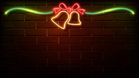 Christmas bell neon sign on a dark brick wall vector