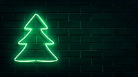 Christmas tree neon sign on a dark brick wall vector