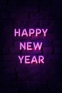 Neon bright happy new year sign vector