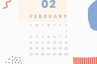 Colorful February calendar 2020 vector