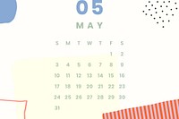 Colorful May calendar 2020 vector