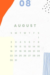 Colorful August calendar 2020 vector