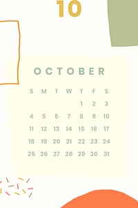 Colorful October calendar 2020 vector