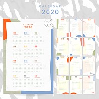 Colorful calendar 2020 vector set