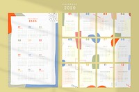 Colorful calendar 2020 vector set