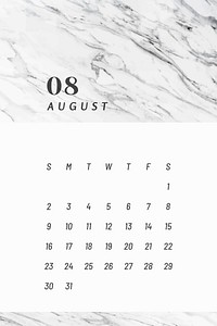 Black and white August calendar 2020 vector