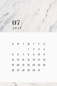 Black and white July calendar 2020 vector