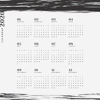 Black and white marble calendar for 2020 vector