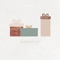 New Year gift boxes doodle with happiness hand drawn on textured background vector