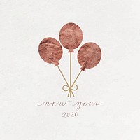 New Year balloons doodle with New Year 2020 hand drawn vector