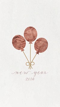 New Year balloons doodle with New Year 2020 hand drawn mobile phone wallpaper vector