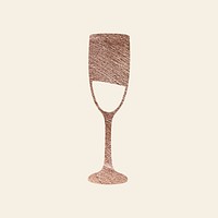 New Year wine glass doodle on cream background