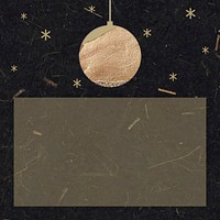 New Year gold ball and shimmering star lights with rectangle shape on black  mulberry paper background vector