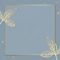 Gold leaves decorated on gold frame social ads background vector