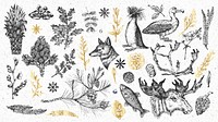 Animal drawing wallpaper collection vector