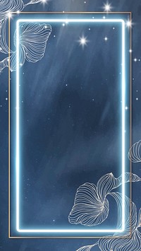Blue neon rectangle frame mobile phone wallpaper vector