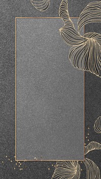 Golden floral rectangle frame mobile phone wallpaper vector