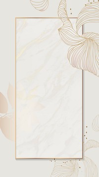 Golden floral rectangle frame mobile phone wallpaper illustration
