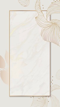 Golden floral rectangle frame mobile phone wallpaper vector