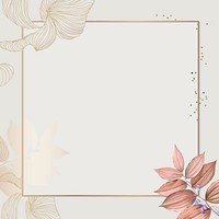 Floral golden frame social ads template illustration