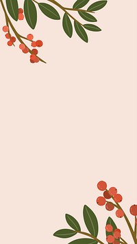 Red botanical copy space on a pink phone background vector