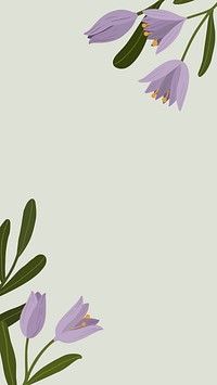 Purple botanical copy space on a gray phone background