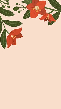 Botanical red flower copy space on a peach phone background vector