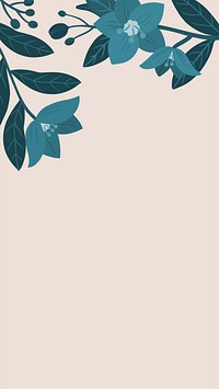 Botanical blue flower copy space on a peach phone background vector