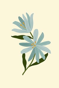Blue botanical on a creamy background illustration