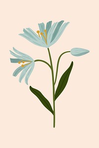 Blue botanical on a nude background illustration