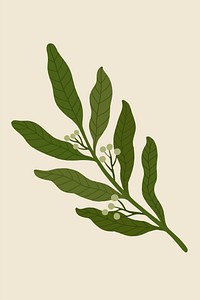 Green leaves on a beige background
