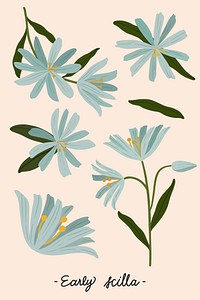 Blue botanical on a nude background vector