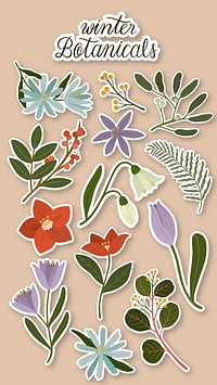 Flowers set mobile phone wallpaper illustration