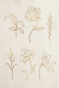 Gold floral outline set
