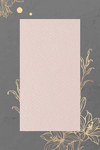 Rectangle pink paper on gold floral background vector