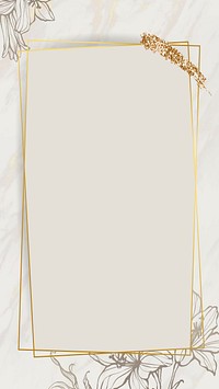 Gold floral frame with brush stoke  mobile phone wallpaper vector