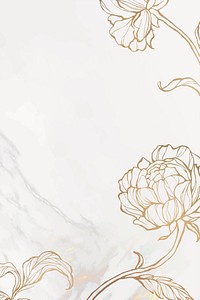 Gold floral outline on marble background