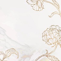 Gold leaves outline on marble background