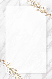 Gold leaves frame on marble background vector