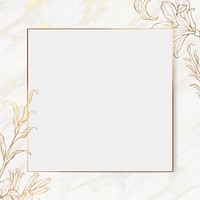 Gold floral frame on marble background vector